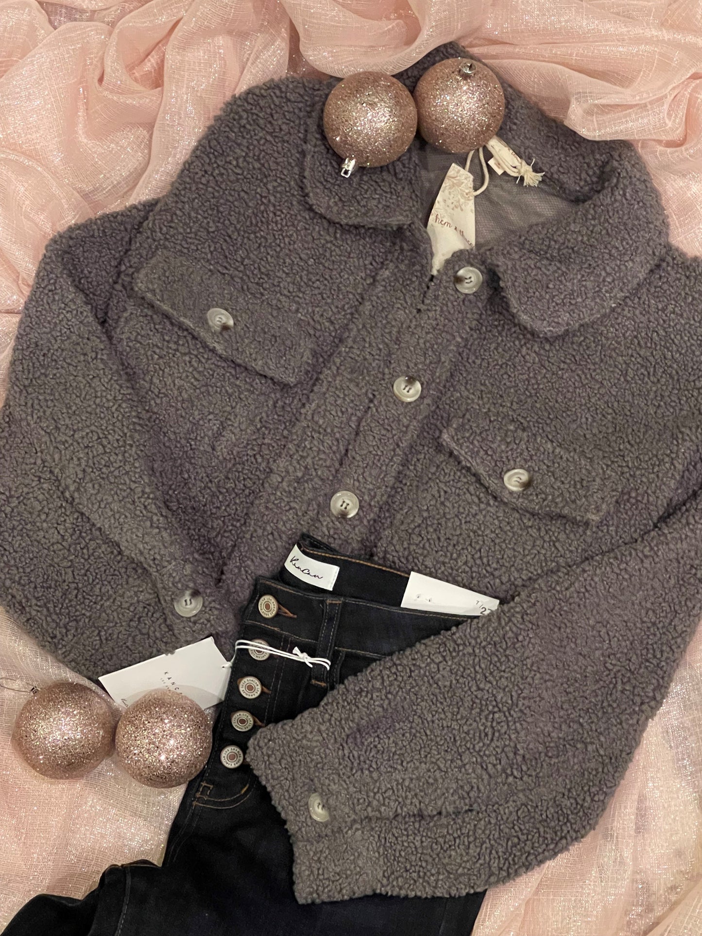 Charcoal teddy jacket