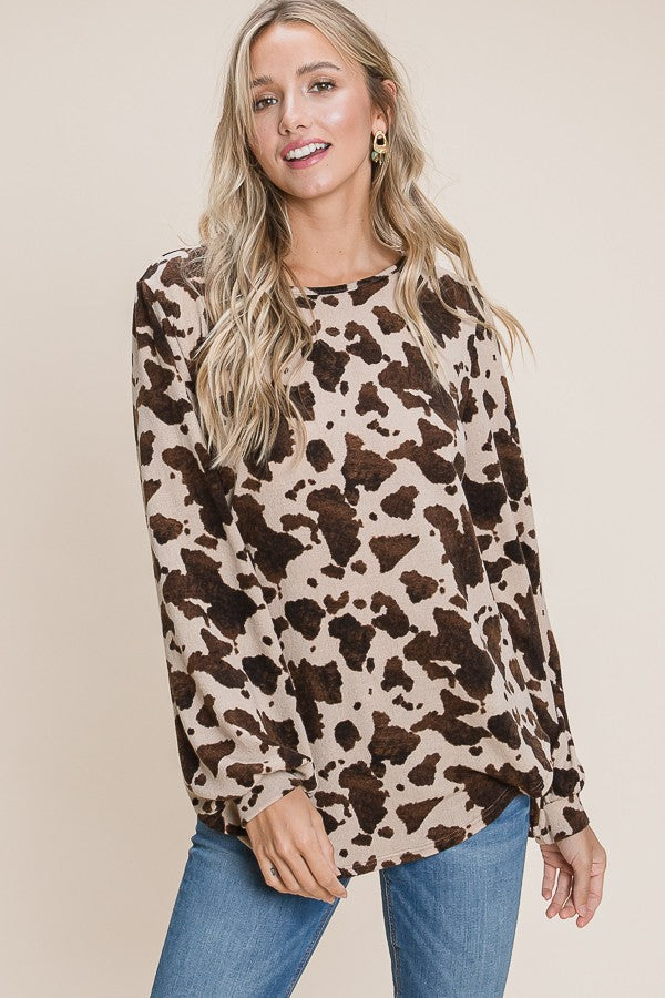 Puff sleeve animal print tunic