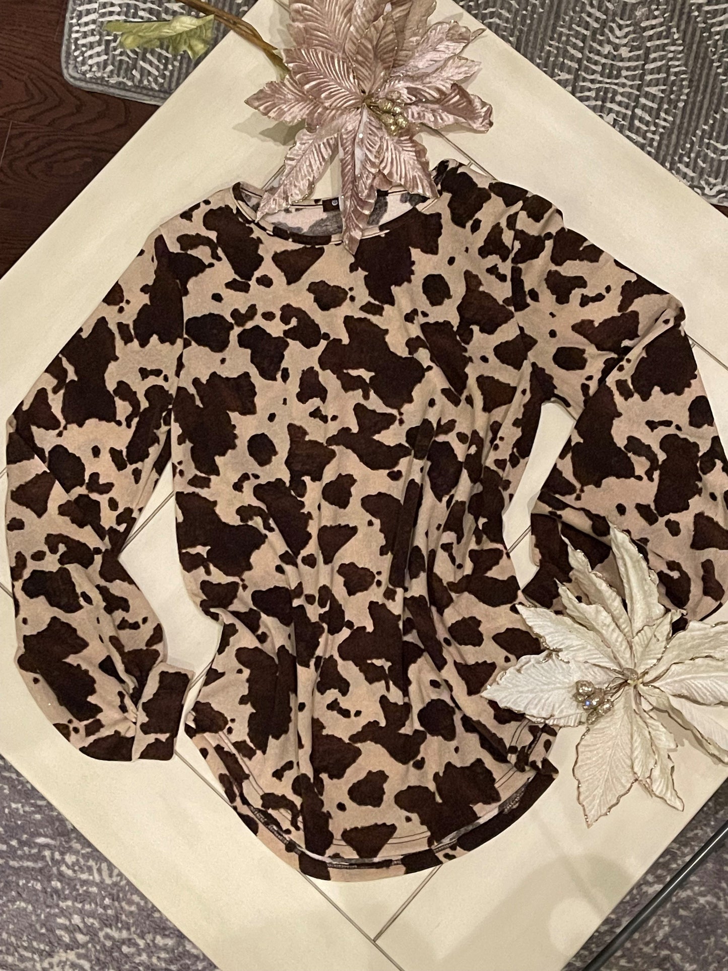 Puff sleeve animal print tunic